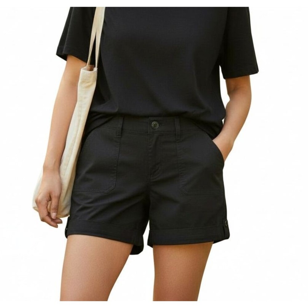 Eddie Bauer Rolled Hem Bermuda Hiking Classic Shorts Women 12 Black Gorpcore
